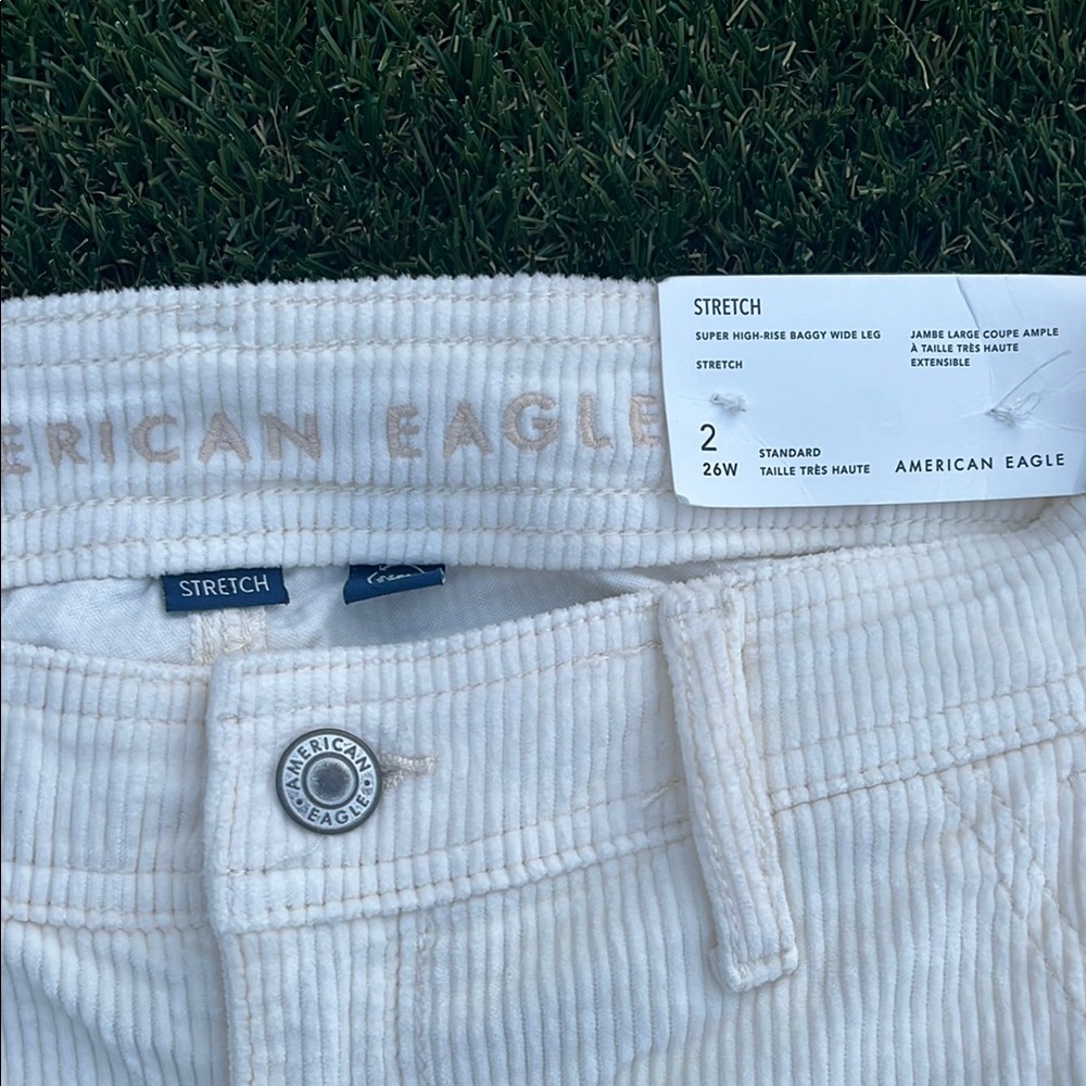 American Eagle White Corduroy Pants